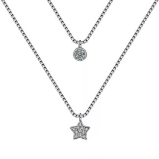 collier double rang etoile argent