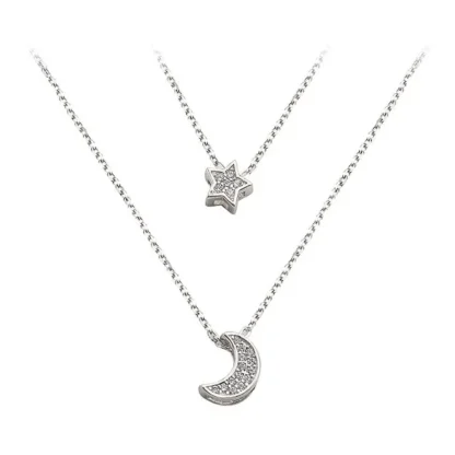 Collier multirang etoile argent en oxydes de zirconium