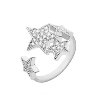 bague ajustable avec trois etoiles et oxydes de zirconium