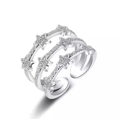 bague etoile argent pour femme avec oxydes de zirconium