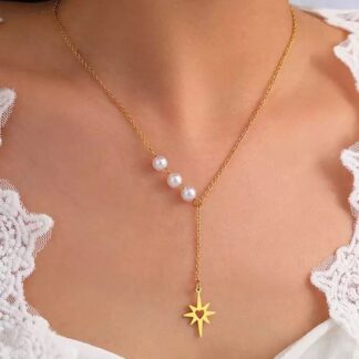 collier etoile coeur pour femme en acier inoxydable