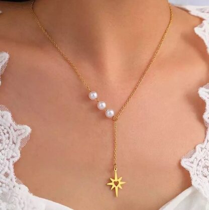 collier etoile coeur pour femme en acier inoxydable