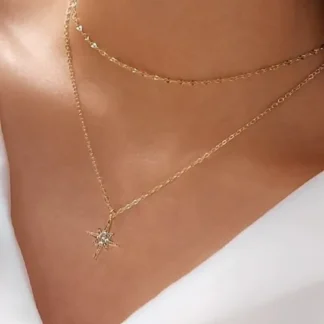 collier ras du cou etoile tendance compose par deux rangs